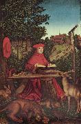 Lucas Cranach Portrat des Kardinal Albrecht von Brandenburg als Hl. Hieronymus im Grunen oil